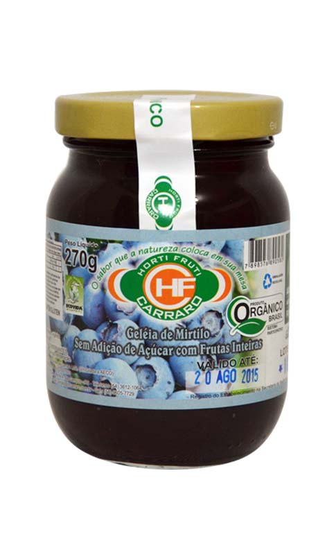 Geleia de Mirtilo (blueberry) sem açúcar Orgânica 270g - Carraro - Empório  Cazarini