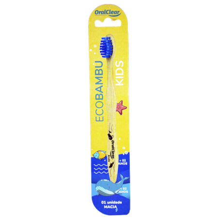 Escova dental bambu infantil azul
