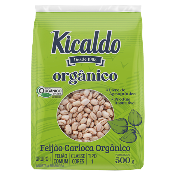 Feijão Carioca Orgânico 500g - Kicaldo - Empório Cazarini