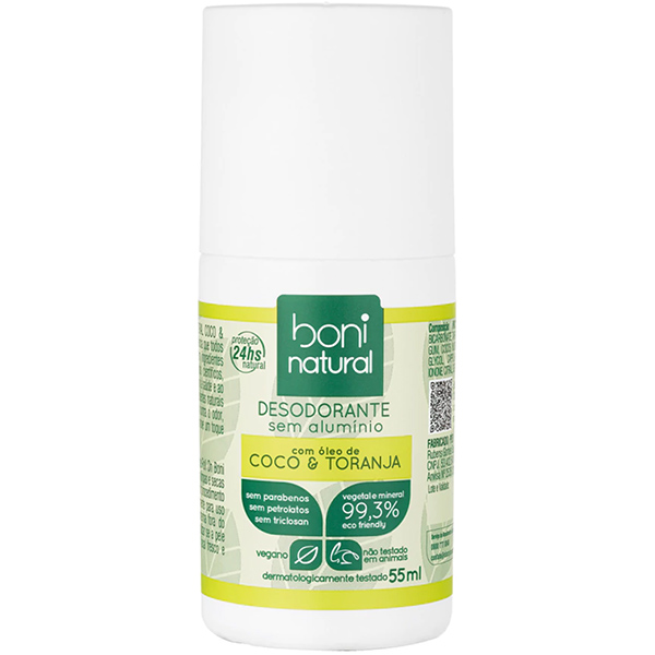 Desodorante Natural sem Alumínio Roll-on Coco e Toranja 55ml – Boni ...